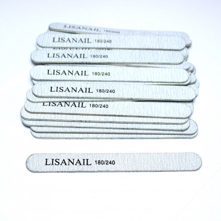 LISA NAIL   Пилка прямая МИНИ на дереве   13см  180/240   (50шт)   [08]