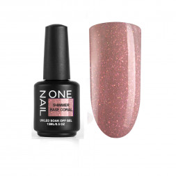 ONE NAIL   База камуфлирующая эластичная c шиммером  (легкие в снятии)  Base  SHIMMER   CORAL   15мл