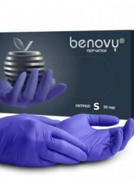 BENOVY   Перчатки нитриловые  50пар      Сиренево-голубые   S