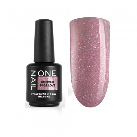 ONE NAIL   База камуфлирующая эластичная c шиммером  (легкие в снятии)  Base  SHIMMER   LOVE   15мл