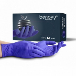 BENOVY   Перчатки нитриловые  50пар      Сиренево-голубые   M