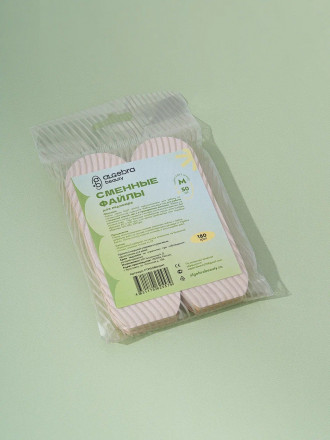ALGEBRA BEAUTY   Смененые файлы для педикюрной пилки тонкие   SOFT WHITE   (50шт)   M (130x44)   #80