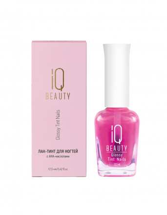 IQ BEAUTY   Лак-тинт для ногтей с AHA-кислотами   12,5мл   Glossy Tint Nails PINK GLASS