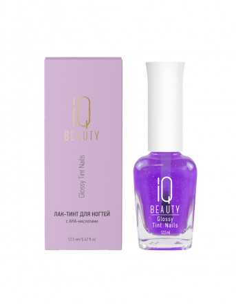 IQ BEAUTY   Лак-тинт для ногтей с AHA-кислотами с шиммером   12,5мл   Glossy Tint Nails LILAC GLOW