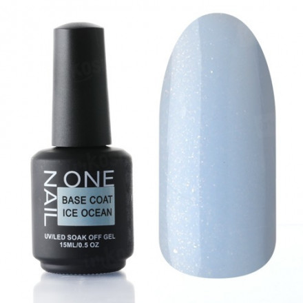 ONE NAIL   База камуфлирующая жесткая  c шиммером  Base   ICE OCEAN   15мл