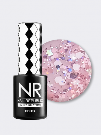 NAIL REPUBLIC   Гель-лак с шестигранниками   10мл   Euphoria   #723