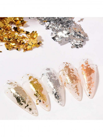 NAIL REPUBLIC   Поталь для дизайна ногтей, Серебро жатое