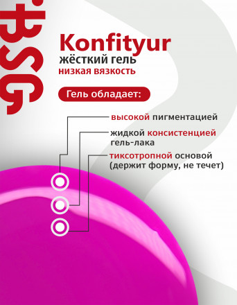 BSG   KONFITYUR во флаконе   #81   20мл   НИЗКАЯ ВЯЗКОСТЬ   Гель для моделирования жидкий