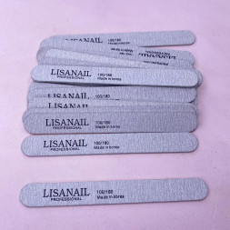 LISA NAIL   Пилка прямая на дереве   18см  100/180   (50шт)   [25]