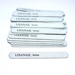 LISA NAIL   Пилка прямая  мини на дереве   13см   180/240   [09]   (штучно)
