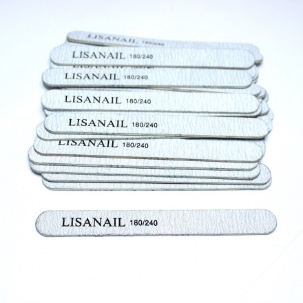 LISA NAIL   Пилка прямая  мини на дереве   13см   180/240   [09]   (штучно)