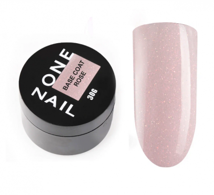 ONE NAIL   База камуфлирующая жесткая  c шиммером  Base   ROSE  (шайба)   30мл